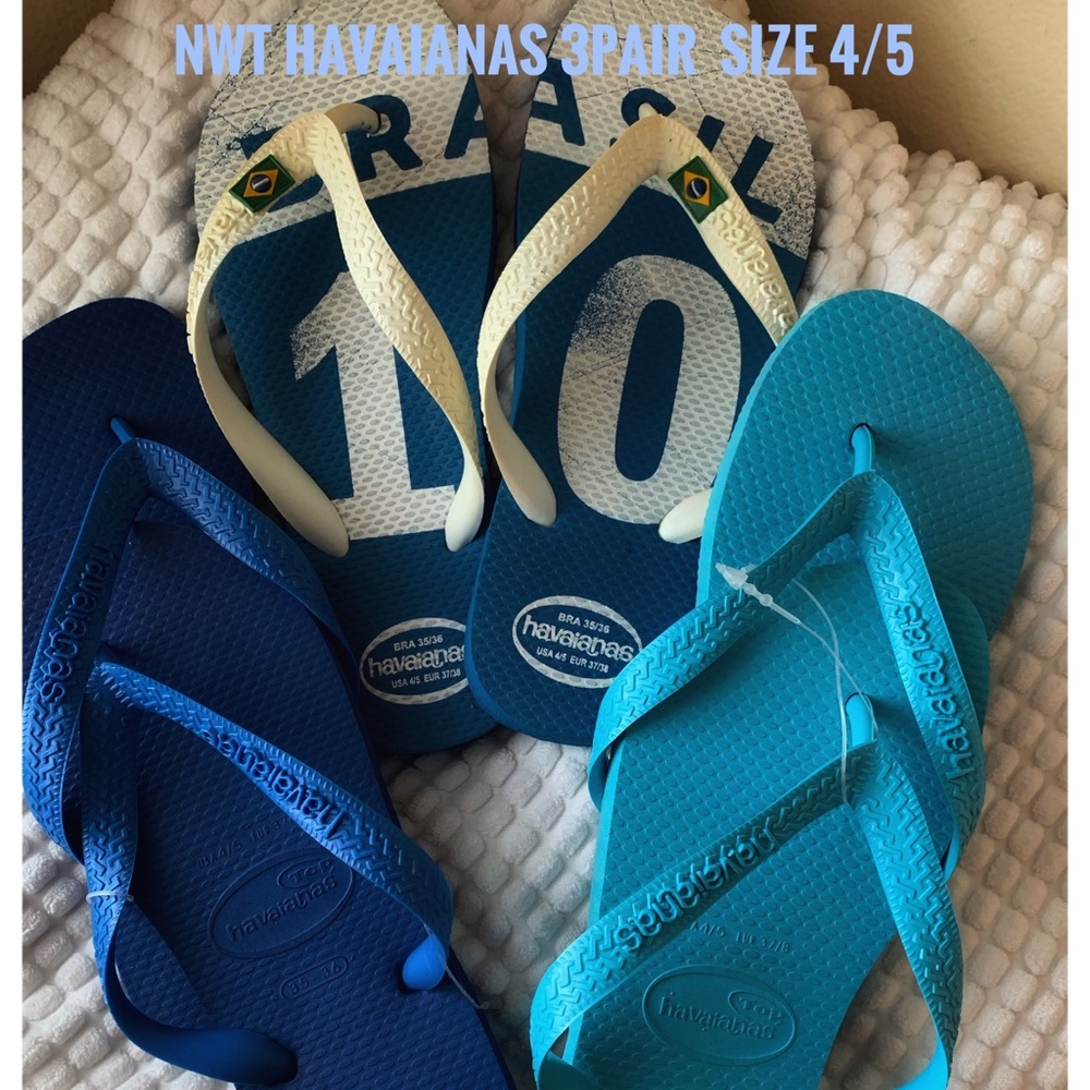 NWT 3pair Havaiana’s Size 4/5